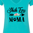 thumbnail image 4 of Inktastic Shih Tzu Mama with Flowers and Arrow Women's V-Neck T-Shirt, 4 of 5