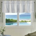 thumbnail image 3 of Vintage Stripes Farmhouse Short Window Curtain Valances, Retro Minimalist Lines Pattern Light Blue Rod Pocket Kitchen Valances for Living Room Bedroom Bathroom Cafe 54" x 18", 3 of 8