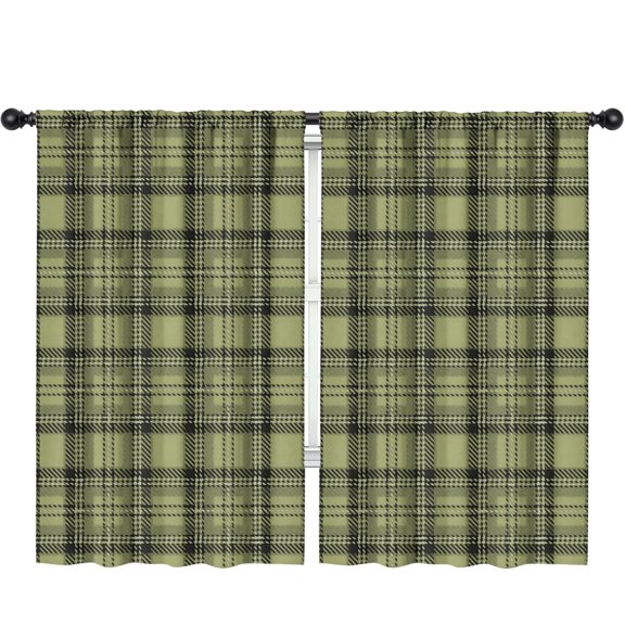 Blackout Kids Curtains,Green and Black Checkered Pattern Children's Insulated Curtains Set Of 2,Bedroom Essentials,Toddler Room Decor 52"x84"