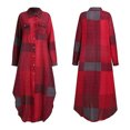 thumbnail image 4 of GENEMA Women Long Sleeve Lapel Button Down Plaid Print Loose Maxi Blouse Shirt Dress, 4 of 19