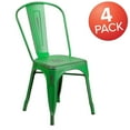 thumbnail image 4 of Commercial Grade 4 Pack Distressed Green Metal Indoor-Outdoor Stackable Chair, 4 of 9