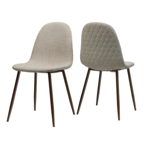 Camden Mid Century Fabric Dining Chairs with Dark Walnut Wood Finished Legs, Set of 2, Wheat
