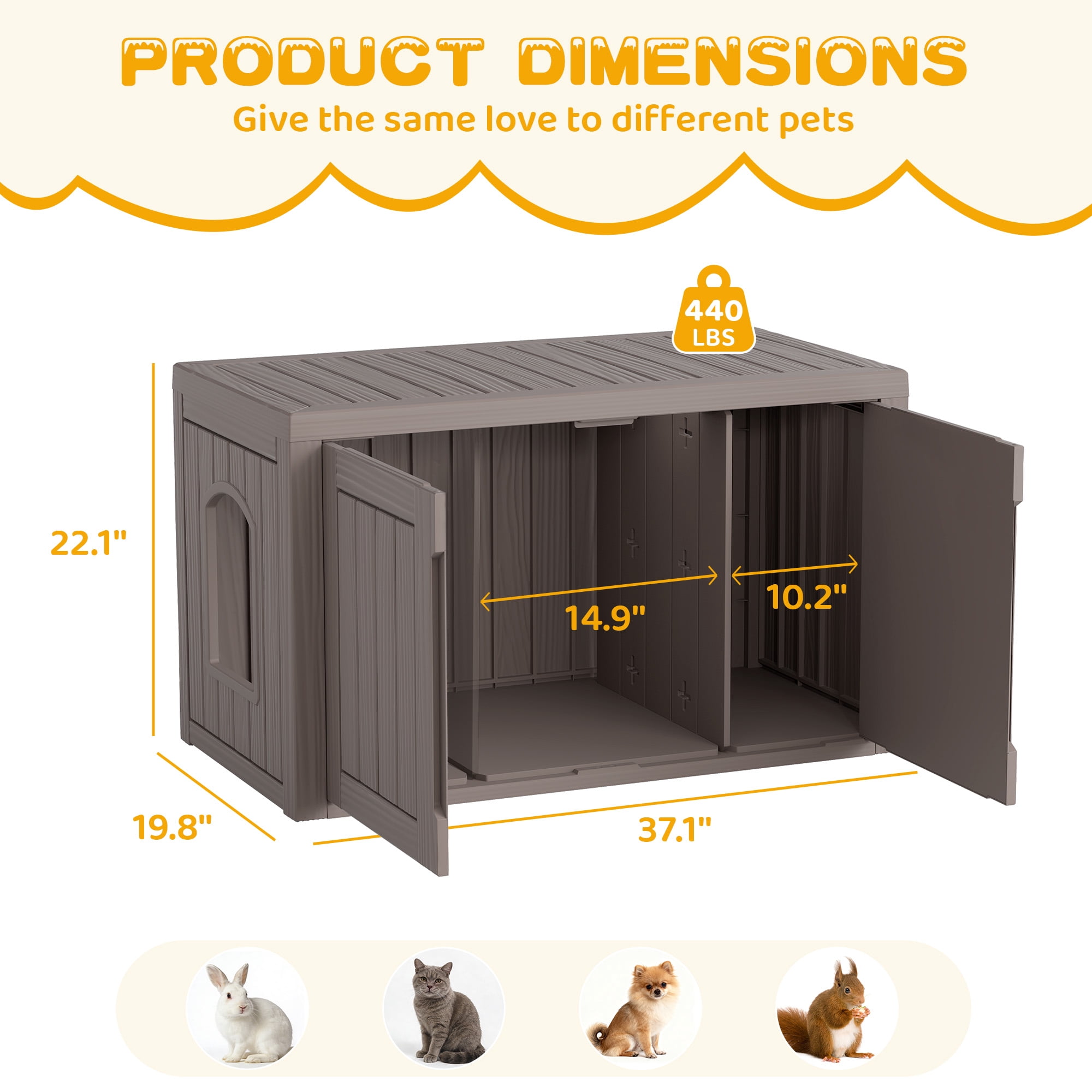 Bifanuo Outdoor Cat House, Waterproof Resin Cat House, Multi-Functional Cat Shelter, Assemble Easily for Home & Yard, Gray