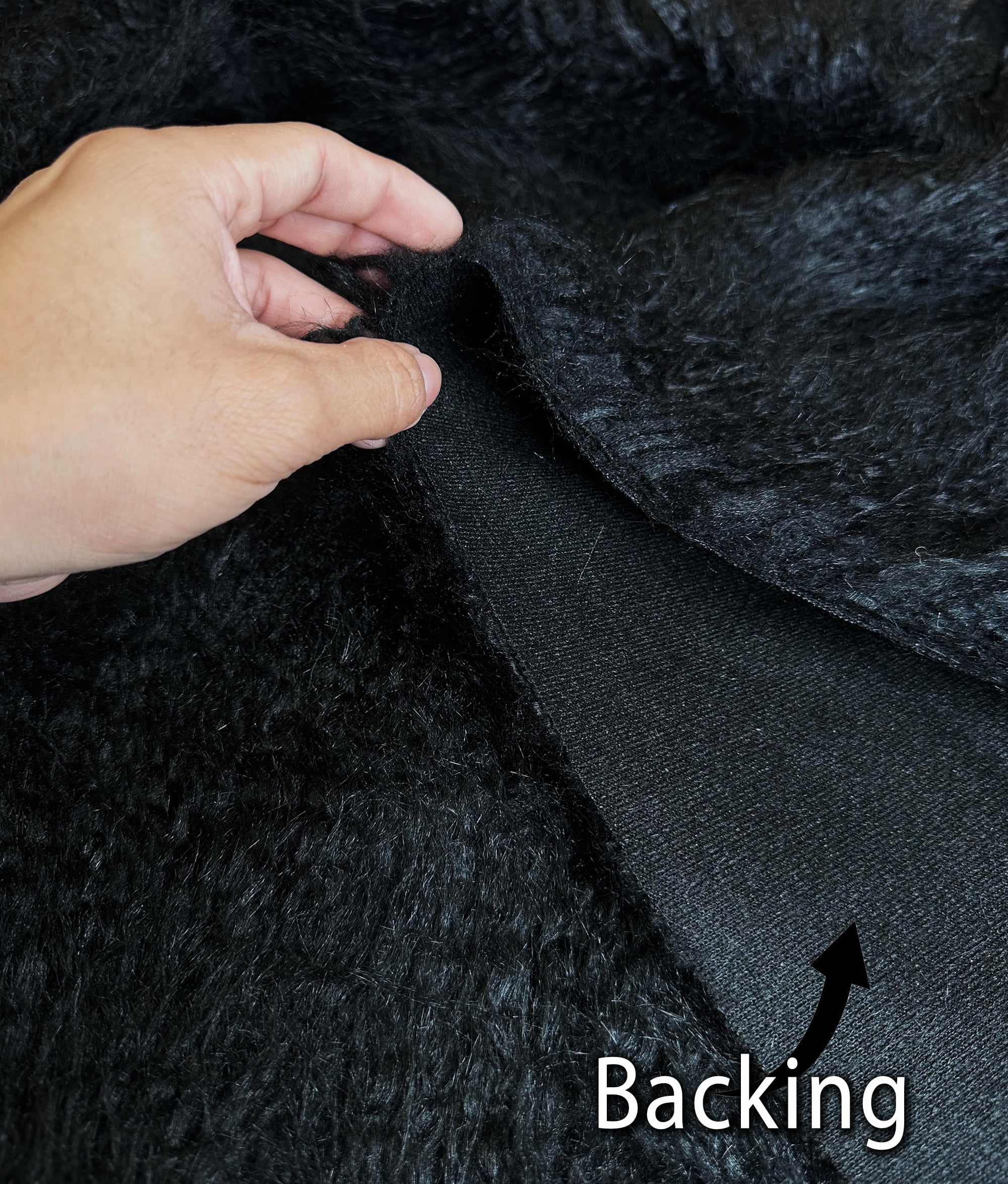 Faux Fake CURLY Yak FUR 3.5" LONG Pile Japanese Fire Retardant Yarn 2.3oz Per Yard / Craft, Sewing Cosplay 58" Wide Sold by Continuous Yard (Black)
