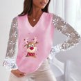 thumbnail image 1 of Pntutb Chaqueta de encaje con cuello en V de primavera para mujer Blusa de otoño e invierno con estampado navideño Pntutb Pntutb-2187, 1 of 6