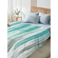 thumbnail image 4 of Twin Size Flat Sheet Only, Turquoise Gray Soft Brushed Microfiber Bed Sheets, Farmhouse Abstract Gradient Aesthetic Hotel Quality Breathable Bedding Top Sheet, Easy Care, 66"x96", 4 of 9