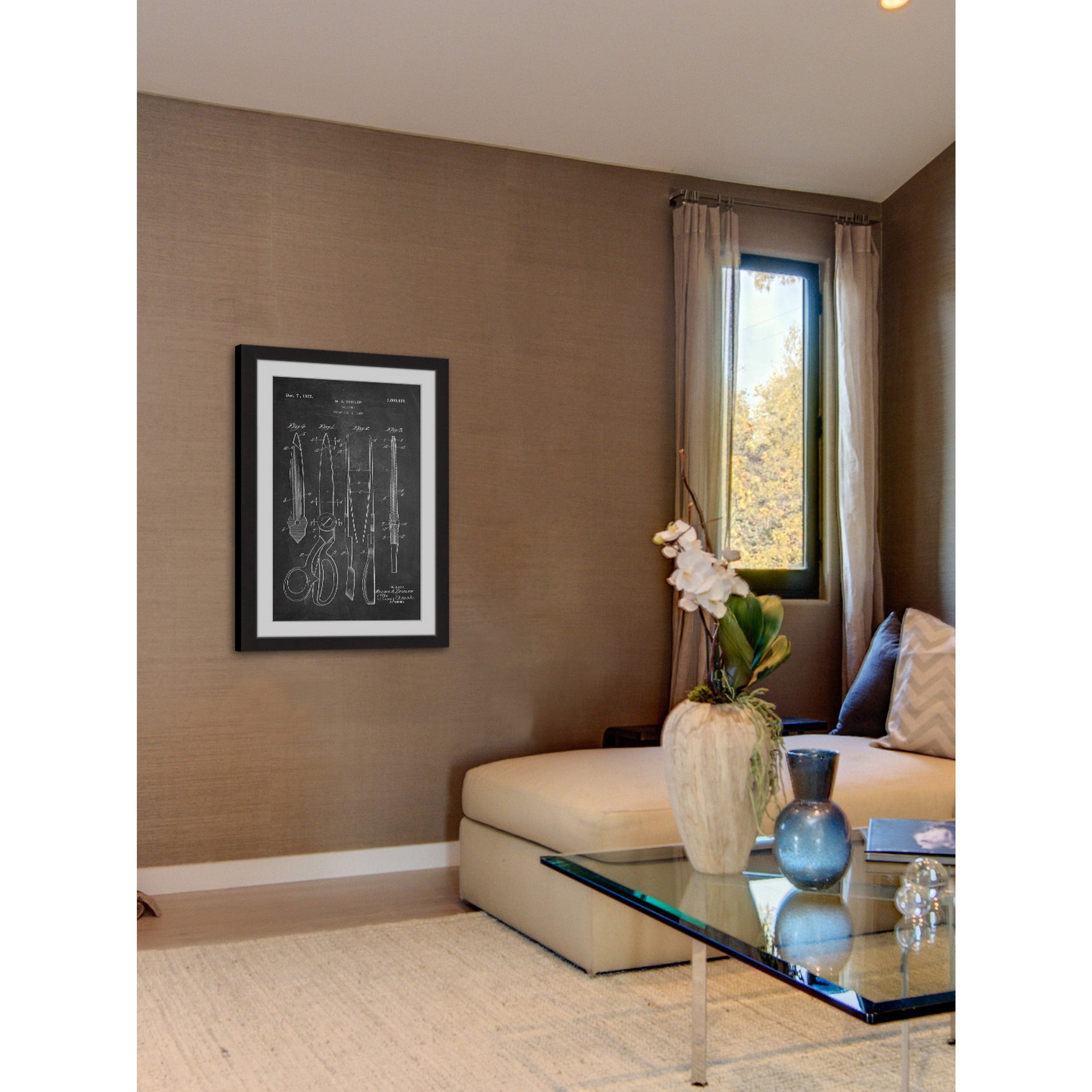 "Scissors 1925 Chalk" Framed Painting Print