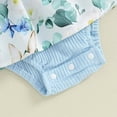 thumbnail image 7 of mgoYE Baby Girl Easter Outfit Ruffles Sleeve Floral Bunny Carrot Printed Romper Dress with Headband Summer Clothes(Light Blue,6-9 Months), 7 of 7