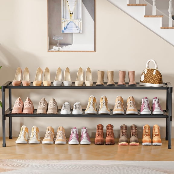 Extra Long Shoe Rack 2 Tier Wide Shoe Storage Organizer