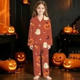 thumbnail image 2 of XAOFW Halloween Girls Pajamas Long Sleeve Lapel Cartoon Print Button Down Tops And Shorts 2 Piece Sleepwear Loungewear Sets Kids Versatile Homewear 9-10 Years, 2 of 4