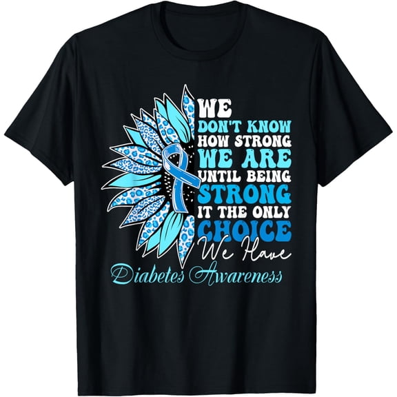 Sunflower Motivational Support Squad Diabetes Awareness T-ShirtMen and women, Black T-shirt, size: Extra large S-4XL