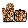 thumbnail image 1 of Windfall Leopard Print Microwave Gloves Thickened Heat Mitts Kitchen Baking Kit, 1 of 5