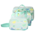 thumbnail image 4 of 3 piezas de bolsa cosmética duradera para mujeres para vacaciones, camping y actividades al aire libre, verde, 4 of 4