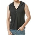 thumbnail image 2 of SWSMCLT Men's Tank Top Soft Cotton Fashion Workout Summer Spring Sleeveless Hoodie Hooded Vest Slim Fit Button Front Henley T Shirt Black Large, 2 of 4