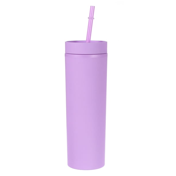 Vaso Flaco Unique Bargains Vaso Reutilizable 16Oz Púrpura Claro Doble Pared