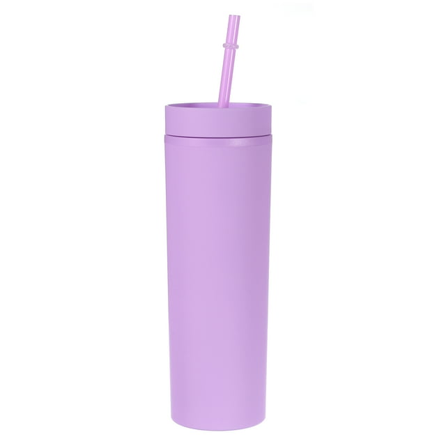 Vaso Flaco Unique Bargains Vaso Reutilizable 16Oz Púrpura Claro Doble Pared