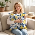 thumbnail image 3 of Lemon & Floral Decorative Throw Pillow, 18" x 18" Linen Texture Accent Cushion for Sofa & Bed, 3 of 5