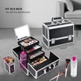 thumbnail image 2 of Estuche de maquillaje Joligrace con 3 bandejas, espejo y soporte para brochas, 2 of 6