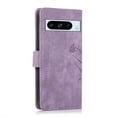 thumbnail image 4 of Nalacover Slim Wallet Case for Google Pixel 8 Pro, for Women Men, Embossed Pattern PU Leather Shockproof Magnetic Clasp Credit Card Slots Flip Kickstand Phone Case+Wrist Strap,Purple, 4 of 7