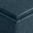 thumbnail image 3 of Avalon 35 inch Wide Contemporary Square Coffee Table Storage Ottoman in Denim Blue Vegan Leather, 3 of 10