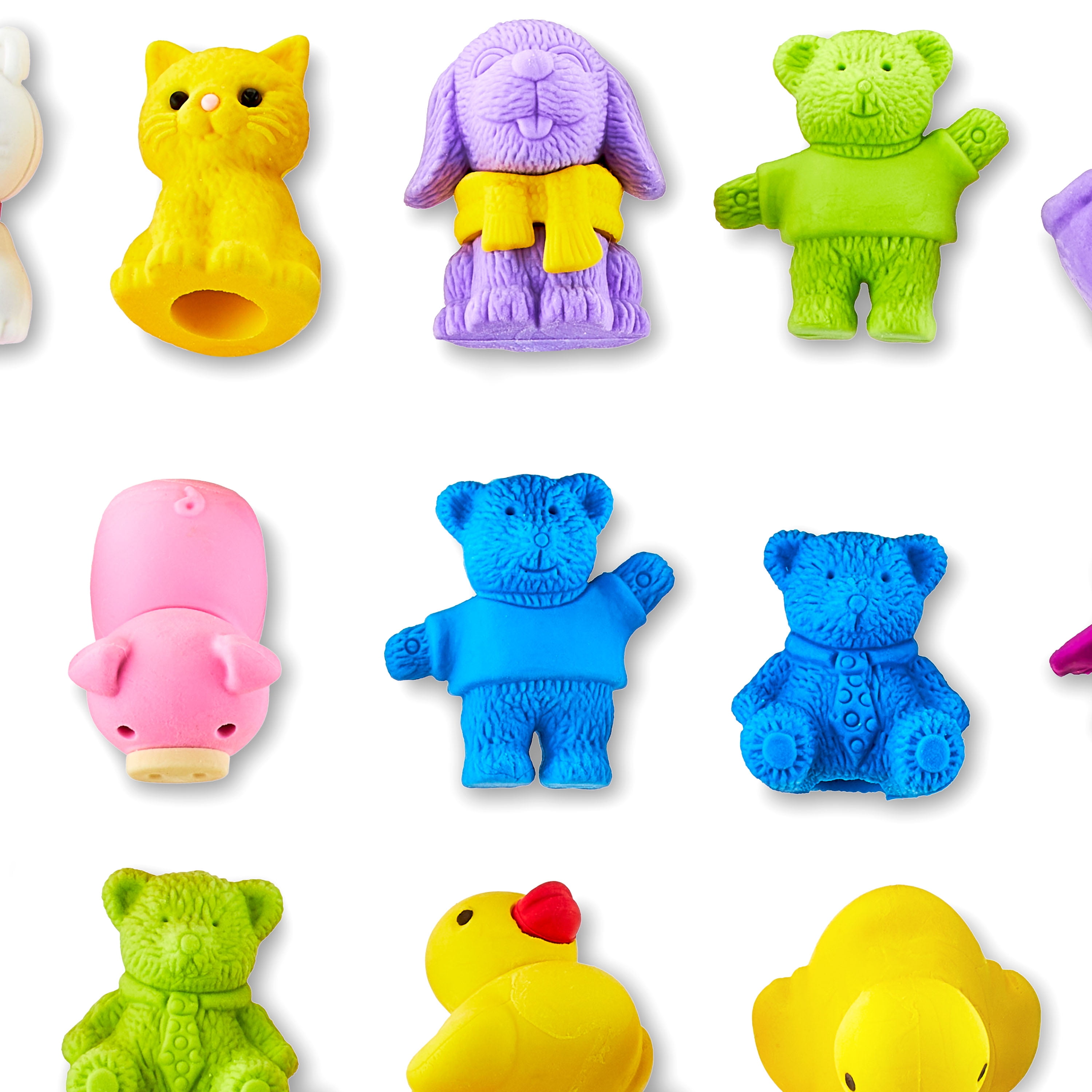 Pen+Gear Eraser Pals, Animals-theme, Multi-olor, 25 Count Erasers