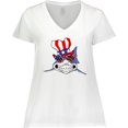 thumbnail image 3 of Inktastic 4th of July Patriot Shark Women's Plus Size V-Neck T-Shirt, 3 of 5