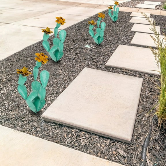 Iron Colorful Cactus Plant Home Decor, Painted Metal Garden Ornaments Outdoor Figurines, Suitable for Home Yard Decorations Stakes and Lawning Ornaments