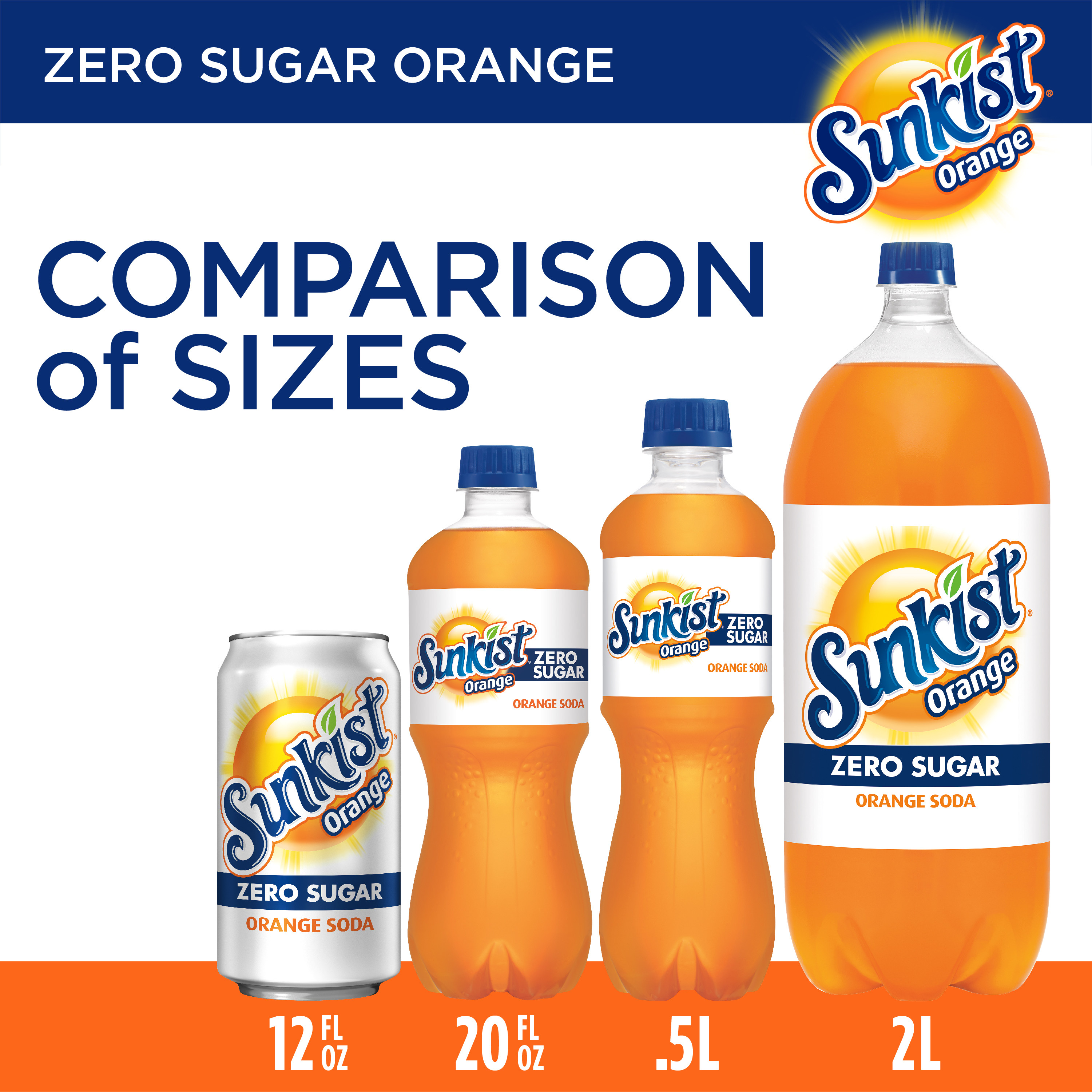 Sunkist Zero Sugar Orange Soda Pop, 12 fl oz, 12 Pack Cans - image 4 of 13