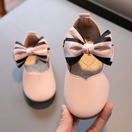 

kpoplk Toddler Sandals Girl Girls Baby Princess Shoes Bowknot Sandals Dancing Shoes Leather Baby First Walking Shoes(Pink)