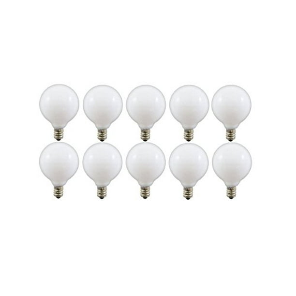 Pack of 10 25 Watt White G16.5 Decorative E12 Candelabra Base Globe