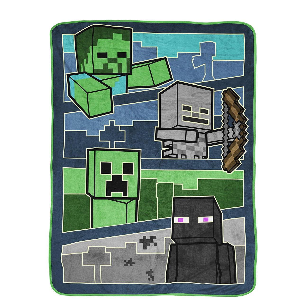 Minecraft Watch Out Creeper Glow In The Dark Throw, 46 x 60, Microfiber, Green, Gaming Bedding
