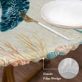thumbnail image 3 of Sea Turtle Coastal Round Tablecloth, Fitted Table Cover with Elastic for 36"-44" Round Tables, Vintage Nautical Ocean Starfish Compass Table Cloth Outdoor Indoor Dinning Party Waterproof Tablecloths, 3 of 7