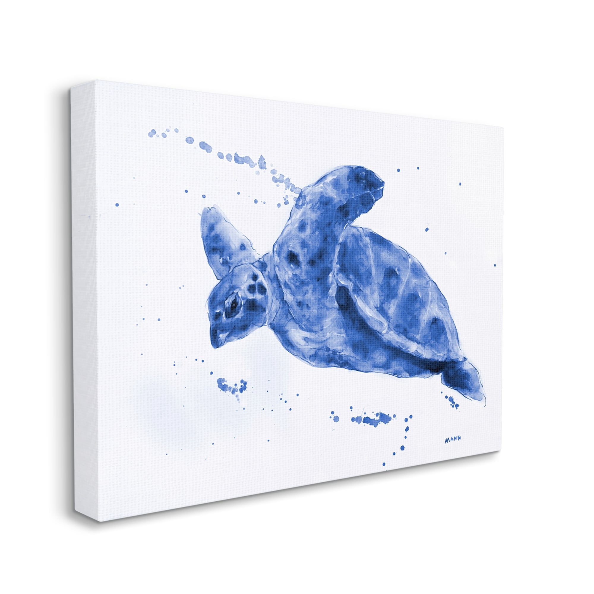 Stupell Industries Blue Sea Turtle Splashing Water Bubbles Design Canvas Wall Art, 48 x 36, Design by Patti Mann