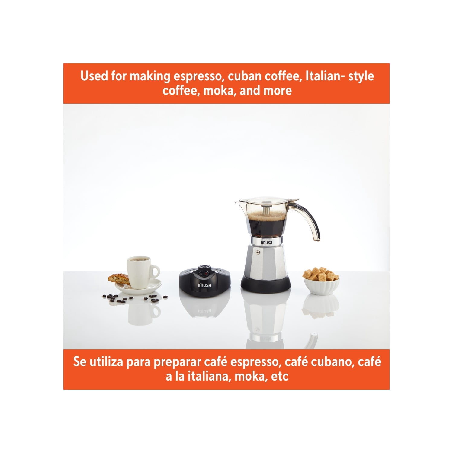 IMUSA 6 or 3cup Electric Espresso Maker, Silver