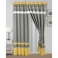 thumbnail image 2 of Chezmoi Collection Arden 4-Piece Modern Yellow/Gray/White Zigzag Stripe Embroidery Window Curtain Panel Set with Sheer Backing Valance Tassels, 120 inch x 84 inch, 2 of 9