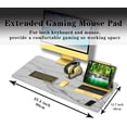 thumbnail image 5 of Gaming Mousepad White Gray, Large Mousepad Office Desk Mats, Gaming Mouse Mat Non-Slip Rubber Base Waterproof with Stitched Edges, 35.4 X 15.7 inch for Work/Game/Office/Home Marble Texture, 5 of 7