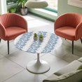 thumbnail image 4 of Leaf Tree Branch Elastic Fitted Round Table Cover Blue Grey Waterproof Outdoor Tablecloth for Holiday Party, Picnic, Patio & Dining Fits Tables Up to 55"-60", 4 of 8
