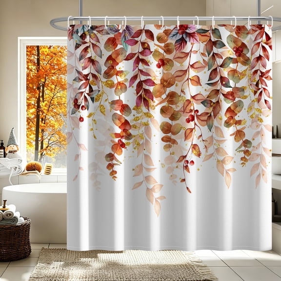 Fall Color Shower Curtains for Bathroom,Autumn Leaves Bath Curtain,72x72 Inch
