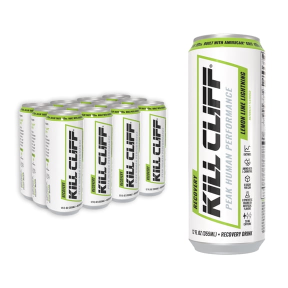 Kill Cliff Recovery - Lemon Lime Lightning- Clean Recovery Drink, 12 oz, 12 Pack