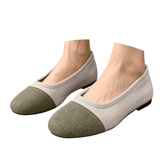 oqasdz Womens Casual Shoes Round Toe Slip On Flat Dressy Shoes with Soft Upper and Insole for Ladies Solid Color Comfort Footwear Summer Outdoor