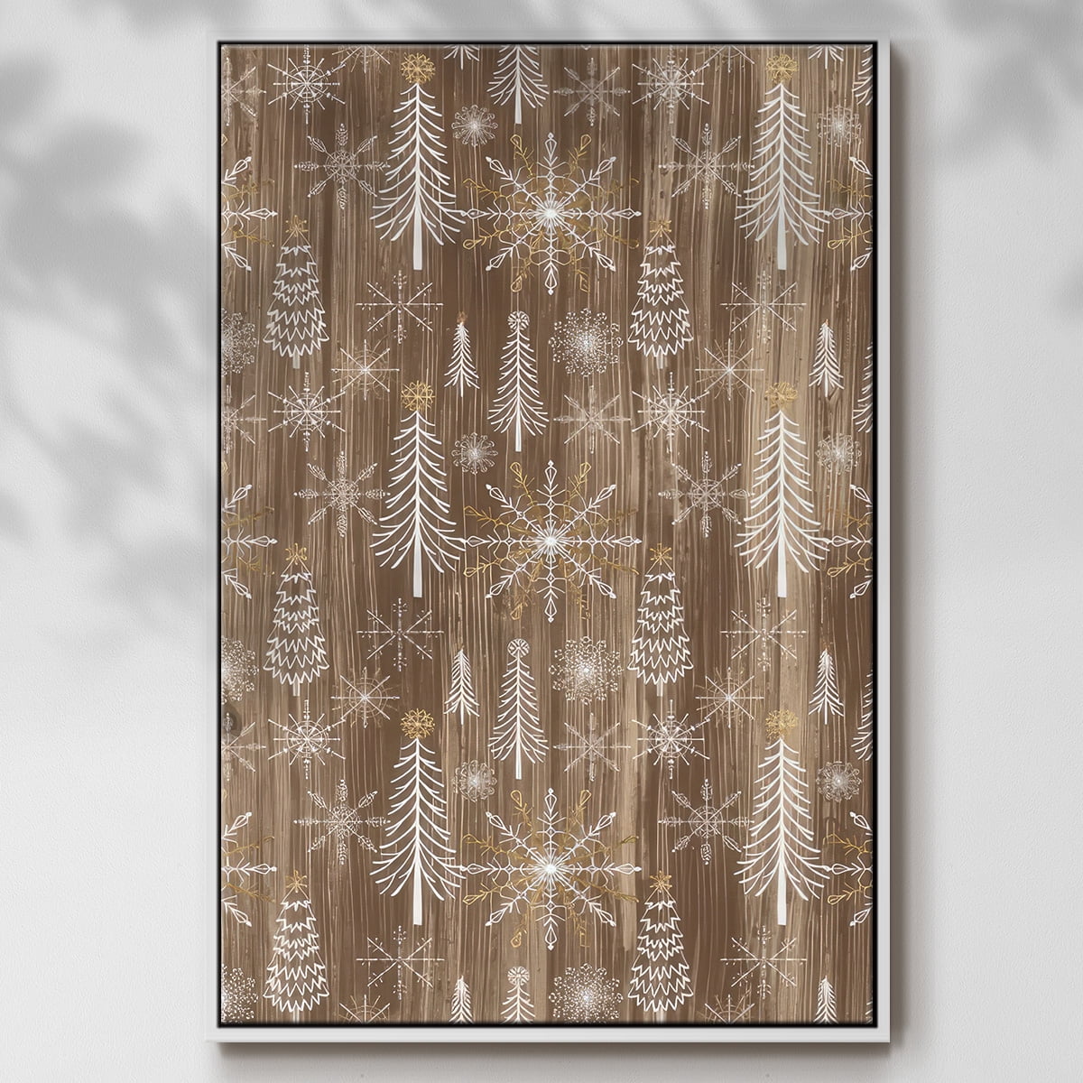 Barnwood Wonderland Collection E - Framed Gallery Wrapped Holiday Canvas - 17 x 25 - White Frame