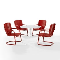 Crosley Furniture Ridgeland 5 Piece Metal Outdoor Dining Set in Bright Red Gloss
