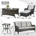 thumbnail image 2 of PARKWELL 7Pcs Outdoor Wicker Rattan Conversation Patio Furniture Set, including Three-seater Sofa, Chairs, Coffee Table, Ottomans and Side Table with Cushion, Beige, 2 of 9