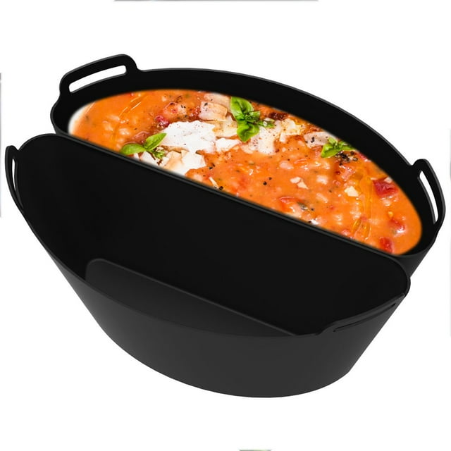 Slow Cooker Divider Liner fit 6 QT Reusable & Leakproof Silicone Divider Dishwasher Safe Cooking Liner for 6 Quart Pot