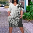 thumbnail image 2 of asdoklhq Plaid Dresses for Women Plus Size Dress for Women Neck Summer Printing Casual Sundresses Pocket Knee Short Sleeve with Pockets Multicolor 2X, 2 of 5