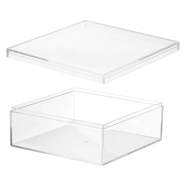 Uxcell Acrylic Box with Lid, Clear Acrylic Display Boxes Plastic Square Cube Containers Storage Organizer 5.91"x5.91"x2.36"