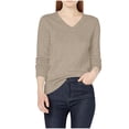 thumbnail image 2 of LWFFDAW V Neck Sweaters Women Fall Long Sleeve Oversized Sweater Lightweight Soft Loose Casual Sweater, 2 of 8
