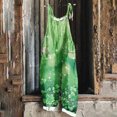 thumbnail image 2 of lcziwo 2025 Summer Jumpsuits for Women Cotton Linen One Piece Pants St. Patrick's Day Sleeveless Straps Overalls Novelty Irish Clover Graphic Print Rompers Green M, 2 of 6