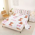 thumbnail image 2 of Manfei Farm Animal Highland Cow Bed Sheets,Cute Pink Bowknot Full Size Sheets,4pcs,1 Flat Sheet,1 Fitted Sheet and 2 Pillowcases, 2 of 6