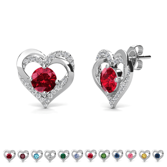 Cate & Chloe Forever January Birthstone 18k White Gold Plated Women Earrings, Swarovski Crystals